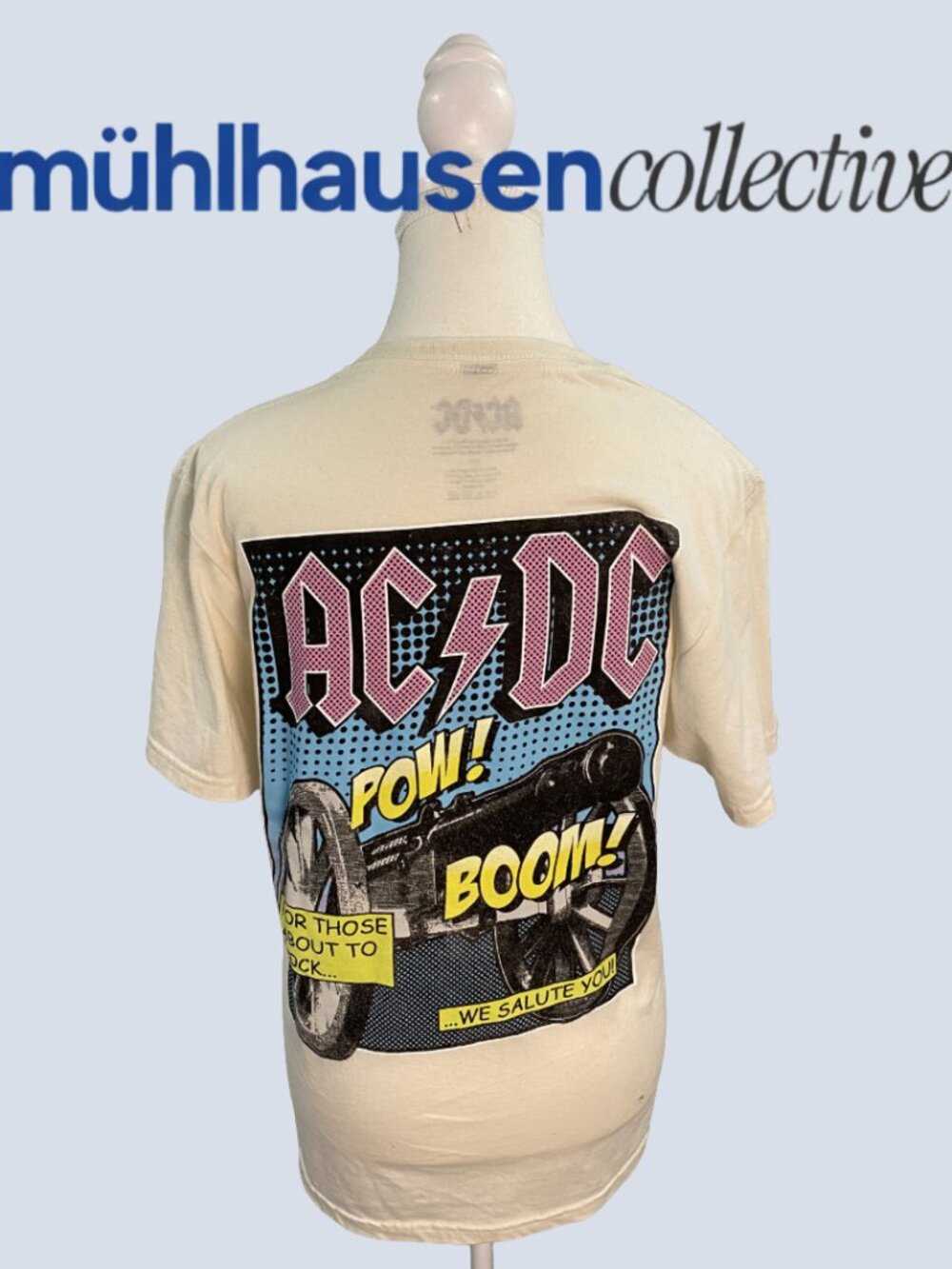 AC/DC Graphic Band Tee - Cream Vintage Style